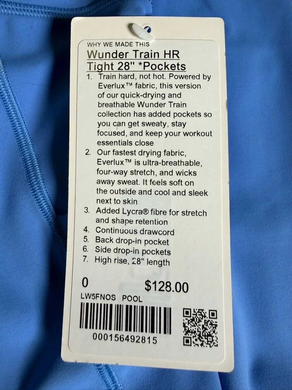Lululemon Wunder Train HR Tight 28” Pockets Pool Party NWT Size 0